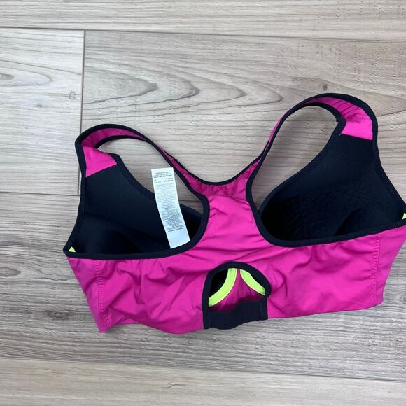 Nike Dri-FIT Padded Sports Bra Pink Black Trim Size 34D - Picture 4 of 7